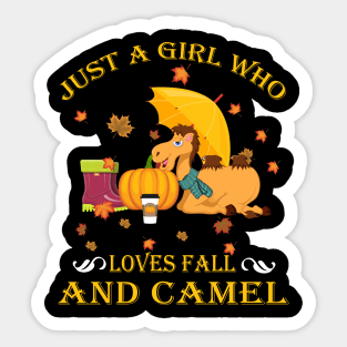 Just A Girl Who Loves Fall & Camel Funny Thanksgiving Gift Sticker